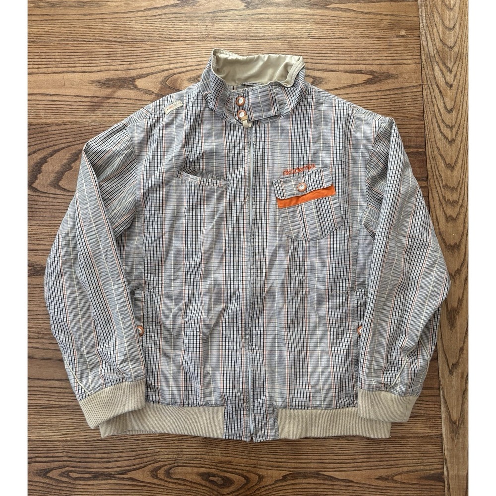 Vintage Y2K Akademiks Men's Large Plaid Full Zip Bomber Jacket